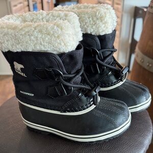 Sorel Kids Black and White Snow Boots